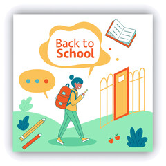 School education admission Instagram social media post and web banner template. Back to school social media post