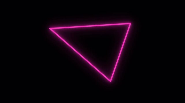 Glowing Pink Triangle Animation on Black Background, Abstract Geometric Shape