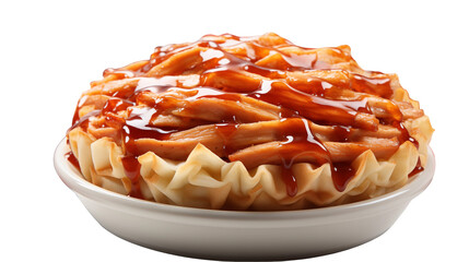 BBQ pulled chicken, flag-themed dish, festive savory meal, sweet appetizer, patriotic food still life, isolated on transparent background.