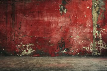 Photo of Dark red peeling wall of old abandoned industrial building. Background texture for backdrops or mapping