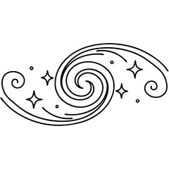 Spiral galaxy illustration, monochrome design, for website banners