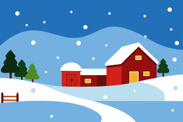 winter landscape with houses