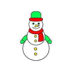 cute snowman cartoon line art coloring page vector illustration