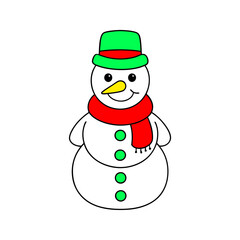 cute snowman cartoon line art coloring page vector illustration