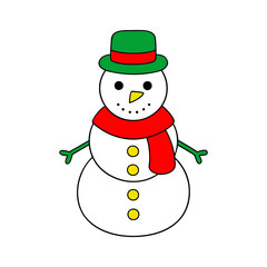 cute snowman cartoon line art coloring page vector illustration