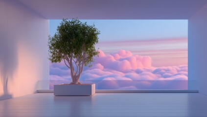Obraz premium Minimalist interior, tranquil view
