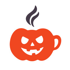 jack-o'-lantern, pumpkin, halloween, steam, smoke, spooky, illustration, vector art, minimalist
