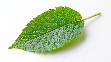 Vibrant green leaf with textured surface, showcasing its natural beauty and intricate details, evokes sense of freshness and vitality
