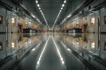 Fototapeta premium Creative angle of production floor symmetry