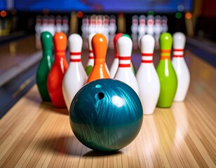 bowling ball and pins