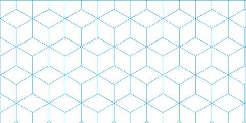 Cubic hexagon texture. Isometric cube grid seamless pattern. Geometric pattern illustration mosaic, square and triangle wallpaper. Line isometric grid. 