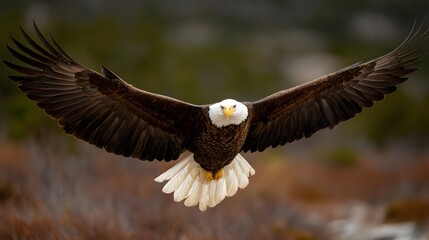 Fototapeta premium Eagle flying with wings spread wide