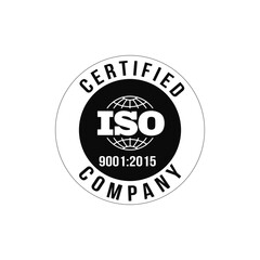  ISO Certified Company 9001 to 2015 BLACK Stamp Icon