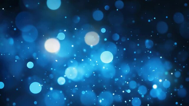 Blurry image of blue lights in the dark, suitable for use as a mood setter or background element