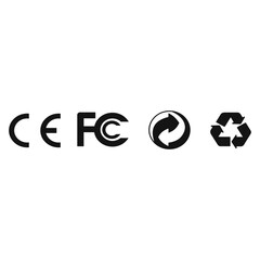 RECYCLE ARROW CE FCC Certified Marked Icon vector 