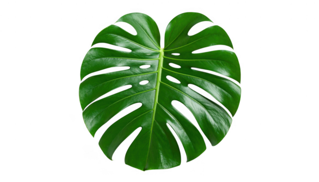 Large Monstera Leaf Isolated on White Background for Design Use