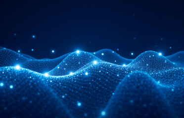 Blue Particle Wave with Tech - style