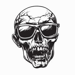Zombie Head Wearing Sunglasses image vector isolated on white background.