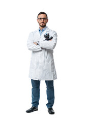 Full Length of Biologist isolated on transparency background