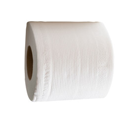 One roll of white tissue paper or toilet paper isolated on white background with clipping path