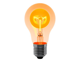 Glowing Lightbulb on Transparent Background