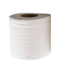 One roll of white tissue paper or toilet paper isolated with clipping path in png file format