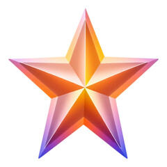 A stunning and shiny 3D star with faceted surfaces and a gradient effect.