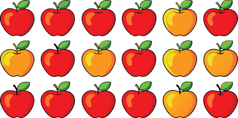 Vibrant Red and Golden Apples A Colorful Fruit Pattern