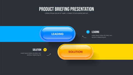 Fototapeta premium Service Forecast Presentation Layout Vector Illustration. Professional Briefing Two Option Diagram Slideshow Design. Project Strategy 2 Step Infographic Frame Template.