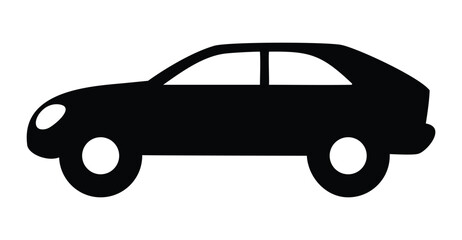 Simple black car silhouette vector illustration with smooth curves and clean design. Perfect for automotive branding, icon design, logo creation, transport visuals, and minimalist car graphics usage.