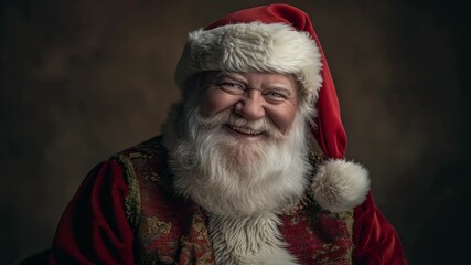 A jolly man with a white beard, wearing a red hat and a red jacket. He's smiling. The photo is softly lit, creating a warm and inviting atmosphere, perfect for the holiday season. - Powered by Adobe