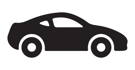 Fototapeta premium Classic car silhouette vector illustration with vintage automobile side view. Simple black and white retro car graphic. Perfect for design, automotive logos, icons, and creative projects.