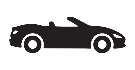 Black Convertible Sports Car Silhouette Side View Icon. Roadster Vehicle Profile Black Icon
