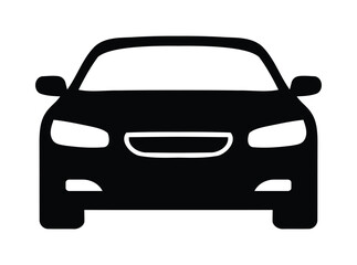 Front View Modern Car Silhouette Icon. 