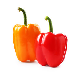 Ripe colorful bell peppers isolated on white