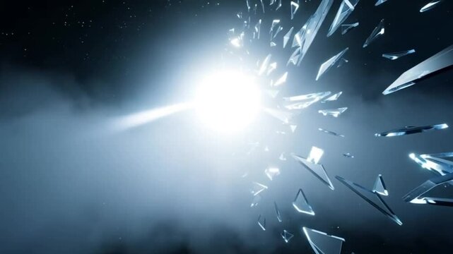 Futuristic glass shattering shockwave