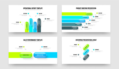 Creative Review 4 5 2 3 Step Infographic Frame Layout Set. Marketing Solution Four Five Two Three Element Diagram Presentation Design Vector Illustration Bundle.