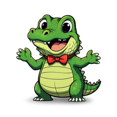 Fototapeta premium Cute Cartoon Baby Crocodile Character – Smiling Green Crocodile Illustration for Kids