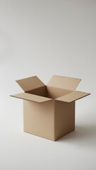 Open Cardboard Box on White Background