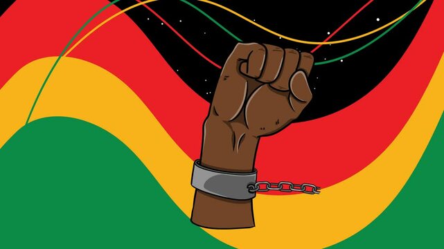 Juneteenth Freedom Day Celebration Loop Animation &ndash; African American Pride Flag Color