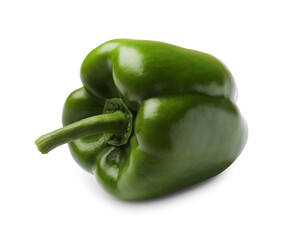 One fresh green bell pepper isolated on white