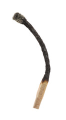 One burnt match isolated on white. Tool for starting fire