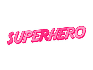 Retro comic style pink superhero text with light white background
