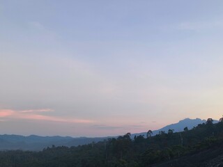 forest and mountain view in borneo in the afternoon at 17:30