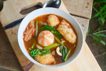 Seblak is a spicy culinary dish from West Java containing crackers and various aci with the main spice kencur.