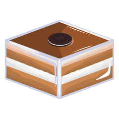 Delicious Dessert Box with Chocolate Layered Cream and Biscuit Topping