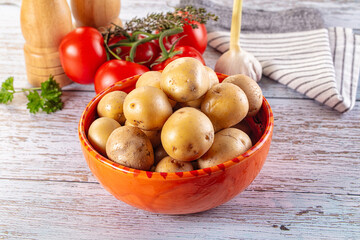 Uncooked raw yellow baby potato