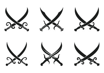 Crossed swords, sword, cross, sword silhouette, and crossed swords icons, silhouettes, icon, set.