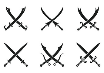 Crossed swords, sword, cross, sword silhouette, and crossed swords icons, silhouettes, icon, set.