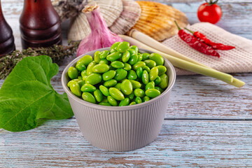 Edamame beans in the bowl